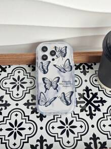 1 pieza Funda de teléfono transparente con mariposa negra estilo "Fairycore" personalizada, con funda suave 3D de ola completa anti-caída para Spark/Go/8C/9/10/10C/PRO/Camon/20/2022/2023/2024/Infinix/Smart/6/7/Pop/Pro/Hot/12/I/Play/30/Note/Vip, estilo INS, europea y americana - Multicolor - Ver 7