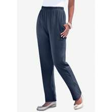 Roaman's Women's Plus Size Tall Plus Size Straight Leg Soft Knit Pull-On Pant - 沙漠玫瑰 - 查看 2