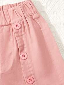少女雙排扣假扣短褲 - 粉色 - 查看 5