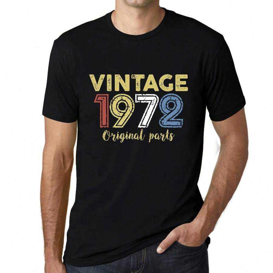 T-shirt da uomo Original Parts 1972 – Original Parts 1972 – 52 anni T-shirt grafica idea regalo 52° compleanno Vintage anno 1972 Nuovo