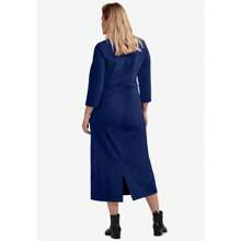 ELLOS Ellos Women's Plus Size Three-Quarter Sleeve Knit Maxi Dress