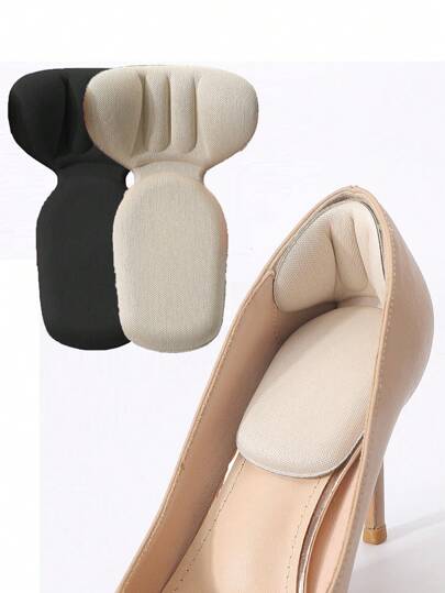 Almohadillas antifricción para tacones altos, plantillas acolchadas, suaves y cómodas, 2 pares (negro y beige), aptas para todo tipo de zapatos. Cuidado corporal para viajes, deportes, exteriores, cinturones, pegatinas, corazón de San Valentín para niños, verano refrescante, playa, viaje