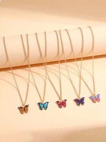1-10pcs/Set Fashionable Minimalist Colorful Butterfly Y2K Pendant Necklace Suit For Men & Women, Suitable For Holiday, Party, Date, Gift, Daily Wear