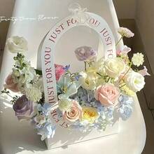1pc Rectangle Paper Flower Gift Bags With Handles - Perfect For Bouquets, Flowers, And Gifts - Ideal For Mother's Day, Weddings, And Valentine's Day For Restaurant - White - View 4
