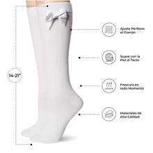 Don Calcetin 6 Pairs School Socks With Bow For Girls To The Calf, Superior Quality, High Quality Microfiber, Perfect Fit, Non-Slip - 藍色 - 查看 4