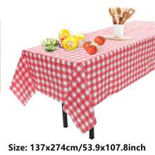 1pc, Disposable Plastic Tablecloth, Waterproof Black And White Checkered Tablecloth For Outdoor Picnics, Kitchens And Holiday Parties Disposable Plastic Cover Picnic Or Holiday Party Home Decor Red Black And White Squares Checkerboard Christmas Plaid Table Cloth, Thanksgiving Waterproof And Oil-Proof Table Cover, For Picnic Or Holiday Party, Home Decor,Christmas