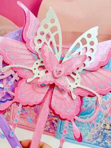 Butterfly Fan Children's Creative Puzzle Birthday Gift Portable Hand-Held Fan Handmade Set Gift Parent-Child Cooperative Game Set Children's Day Gift - Multicolor - View 8