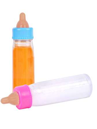 DOLL MEET 5.3 Inch Magic Baby Doll Bottles Milk Bottle And Juice Bottle Disappearing Liquid Great Baby Doll Accessories. Set With 2 Bottles