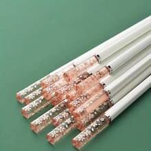 1/2/5pairs, Non-Slip Reusable Cherry Blossom Chopsticks For Restaurant, Home, Party, And Travel - Creative Kitchen Utensils For Easy And Comfortable Eating ﻿ ,Kitchen,Christmas Gift,School Supplies - 彩色 - 查看 4