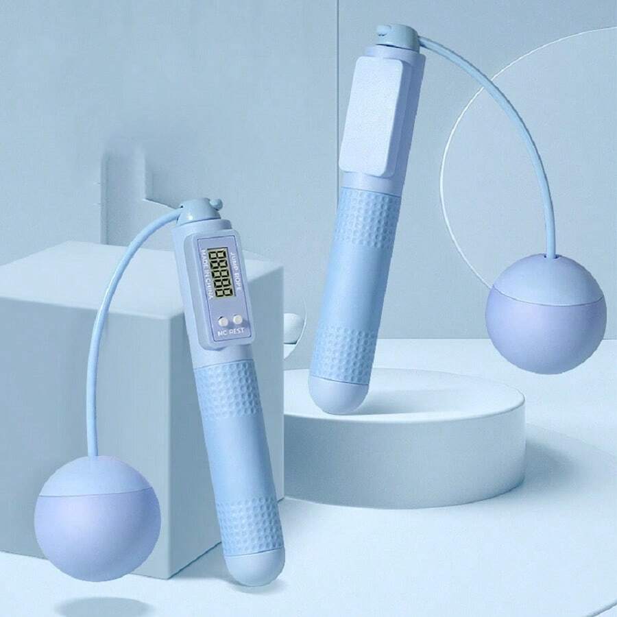 1pc Jump Rope With Counter, Cordless Weighted Skipping Rope, For Fitness Training, Suitable For Men, Women And Students For Indoor And Outdoor Exercise - Baby Blue - View 1