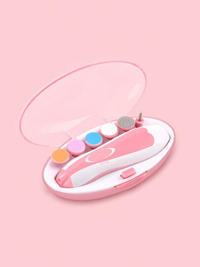 1Set Baby Multifunctional Nail File Electric For Infant Toddler Kids, 6 Grinding Heads, 4 Speeds, Toes Fingernails Care