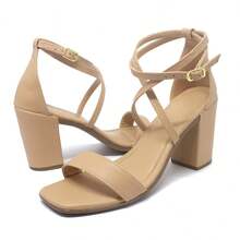 Women Heeled Sandals - Màu be - Xem 4