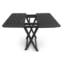 Mesa Dobrável Quadrada De Plástico Preta Multiuso Mesa de Bar Churrasqueira 80x72x70cm - Preto - Visão 2