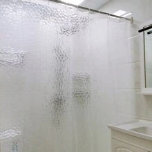 1Pc 180cm (W) X 180cm (H) Khối nước 3D trong mờ rộng in hình rèm tắm EVA cho phòng tắm với 12 móc nhựa Có 3 màu: Trong, Xanh lam, Xanh lục - Màu trong suốt - Xem 1