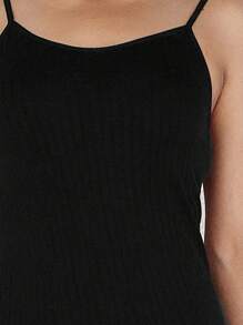 Vestido stretch slim fit tacto suave tejido canalé - Negro - Ver 3