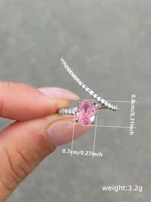 1枚优雅立方氧化锆戒指，适合女性佩戴，适用于婚礼、订婚、周年纪念、派对等场合，也可作为情人节礼物。 - 粉色 - 查看 4