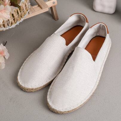 Summer & Autumn Men's Slip-On Loafers Linen Rope Sole Canvas Shoes, Casual Flat Woven Breathable Shoes In White, Brown, Grey, Black, Blue.Unisex Hemp-Soled Slip-On Casual Shoes, Fisherman Shoes.Note: These Shoes Run Small, Those With Wide Feet Should Size Up. The Hemp Rope Soles Are Relatively Hard, And The Handmade Craftsmanship Is A Bit Rough.