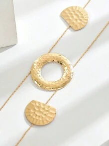 1 chiếc vòng cổ dài hình học hình đĩa đập thời trang dành cho nữ hình tròn chữ Y có dây chuyền đeo cổ cá nhân hóa - Vàng - Xem 3