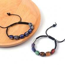 Vòng tay đính cườm pha lê hình vuông với đá Yoga Citrine có thể điều chỉnh cho nam và nữ, hoàn hảo cho việc thiền định và thư giãn - Vòng tay pha lê hạt vuông - Xem 4