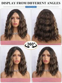 14 Inch Synthetic Curly Wavy Short Wig Natural Looking Synthetic Heat Resistant Fiber Wig  Synthetic Middle Part Short Bob Wavy Curly Wig Shoulder Length For Daily Party Use