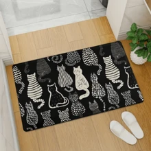 1 Thảm trải sàn nhà bếp họa tiết mèo đen 3D hoạt hình, Thảm bảo vệ chống trượt bằng polyester, thích hợp cho lối vào trong nhà/ngoài trời, cửa ra vào, khô nhanh, bền tự nhiên, dễ lau chùi, sử dụng cho giặt ủi, phòng tắm - Nhiều màu - Xem 9