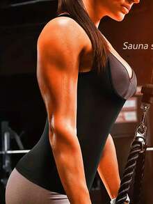 Women Sauna Suit Vest/ Sports Sweat Body Shaper/ Tight Yoga Clothes/ Outdoor Running/ Gym/ Fitness Training Outfit/ Bodycon Bodysuit - Blue - View 4