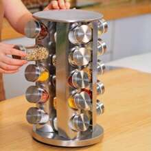 Porta Tempero Condimento Giratório Redondo 20 Peças Inox