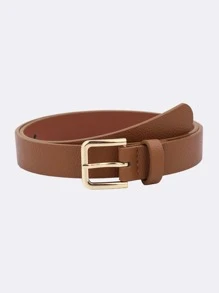 1pc Women's Golden Square Buckle Multicolor Pu Belt, Versatile And Suitable For Daily Wear Summer, School Fall, Autumn, Halloween - Brown - View 17