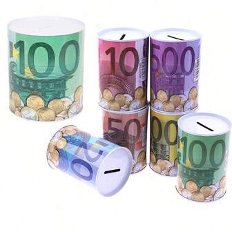 1pc Dollar Piggy Bank, Euro Metal Sealed Coin Bank, Savings Jar, Random Style & Color, Holiday Gift