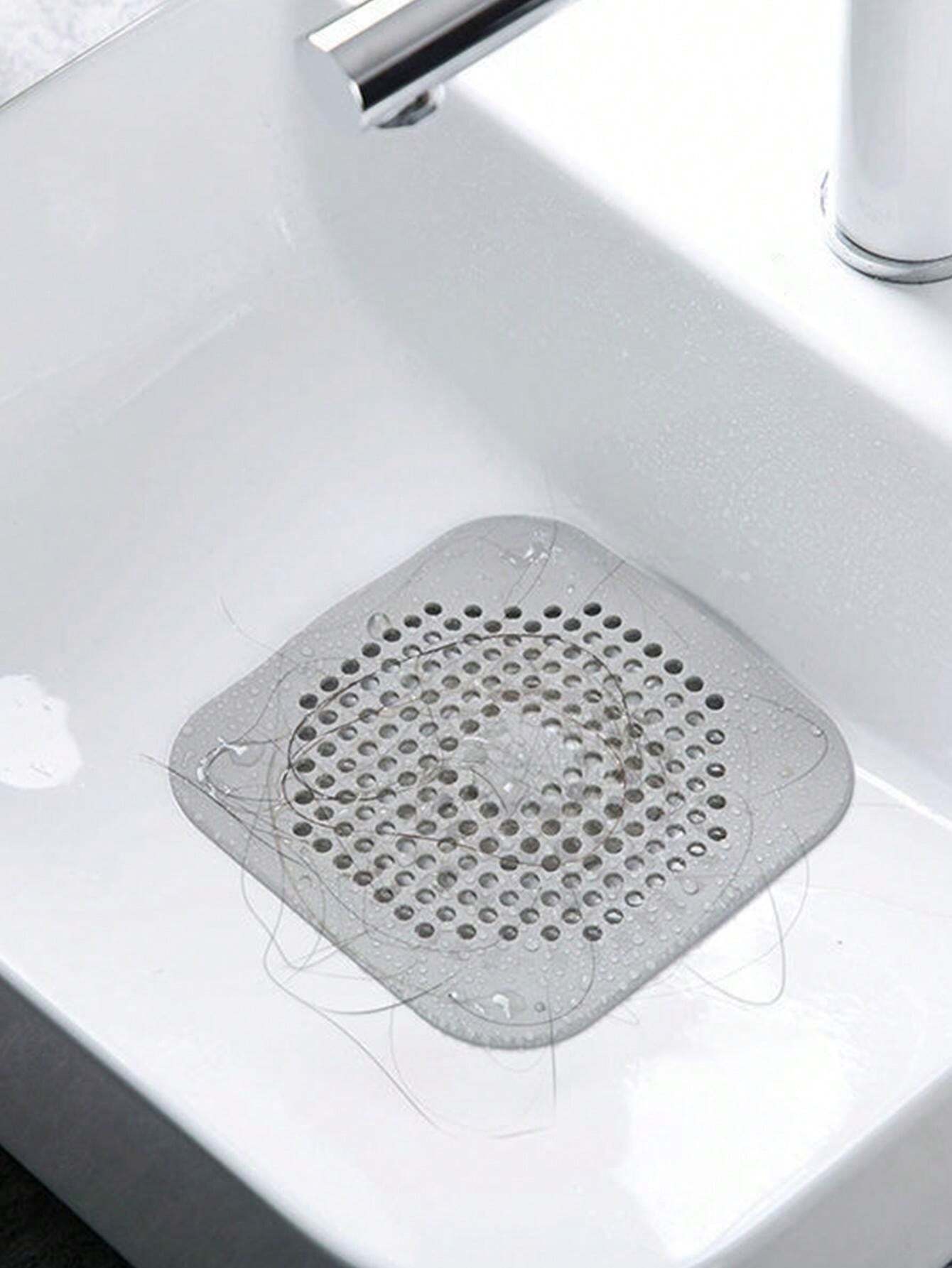 2Pcs Grey Drain Hair Catcher Durable Silicone Shower Drain Protector