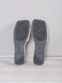 Donna semplici sandali piatti con decorazione a catena, ciabatte in tessuto casual con 2 modi di infilamento, nuove scarpe estive