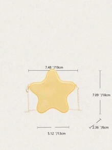 2024年春季迷你可愛糖果色星星設計果凍包斜跨包，純色Y2k時尚手機手提包和手袋，星形PVC袋，卡通星形袋可愛小型鏈式斜跨包，Kawaii PVC果凍錢包女款 - 黃色 - 查看 7