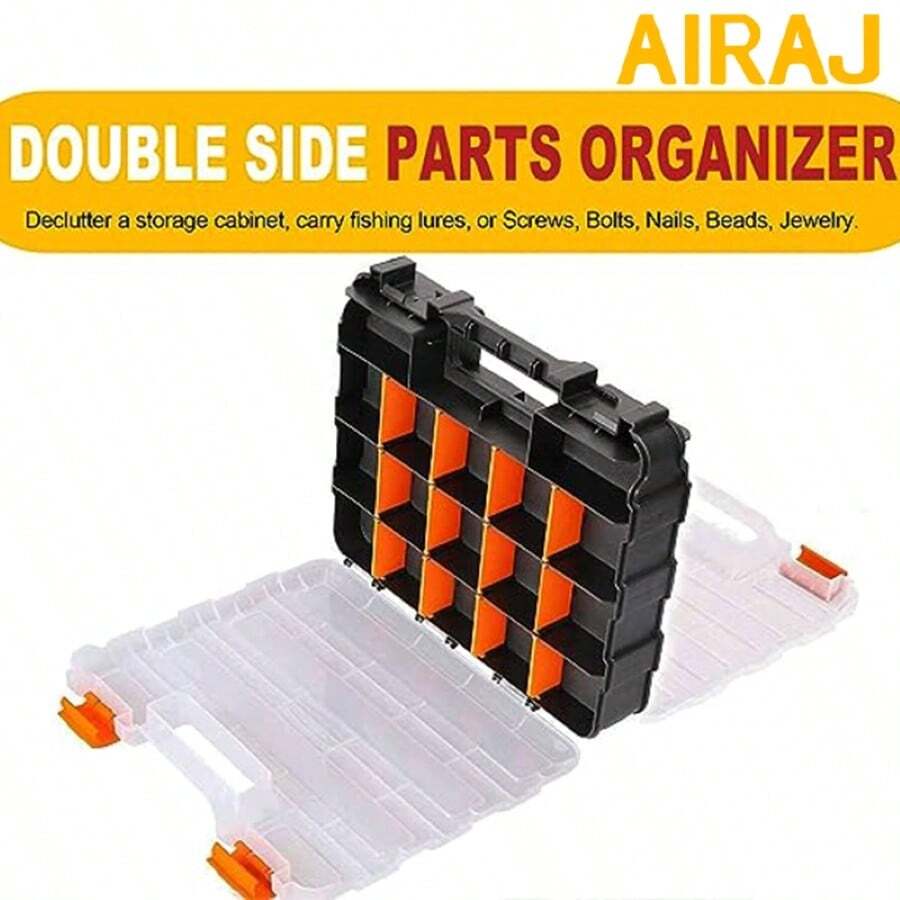 AIRAJ Tool Box Multiple Grid DoubleSided Garage Toolbox Plastic Boxes