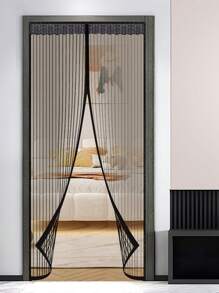 1 Màn Cửa Sợi Mềm Chống Muỗi Từ Tính, Rèm Cửa Mềm Tự Dính Với Thêu Mã Hóa Cho Mùa Hè - màu đen - Xem 12