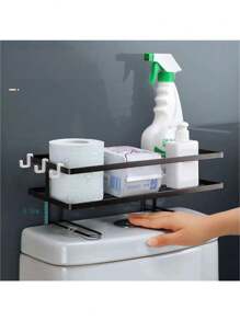 1pc Toilet Storage Rack Portable Multi-Functional Basket Organizer Compatible With Toilet Bowl,Bathroom Shelves - 32*14cm - View 2