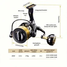 Ryobi FOKAMO SW 4000/6000/8000 Fishing Reels Saltwater Sea Spining Reels With Max Drag 12kg - Black - View 10