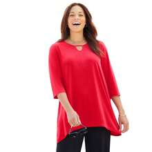 Catherines Women's Plus Size Anywear Keyhole Tunic - CLASSIC RED - View 1