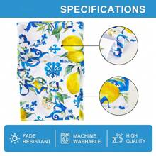 1pc Lemon Printed Tablecloth For Spring And Summer, Italian Lemon Table Cloth Stain-Resistant And Washable For Picnic, Kitchen, Dining Table Party Decor - Blue - View 8