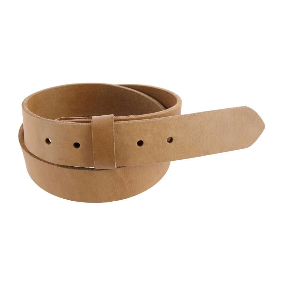CTM Men's No Buckle Casual Belt Strap - Tan - Xem 1