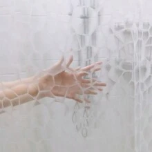 1Pc 180cm (W) X 180cm (H) Khối nước 3D trong mờ rộng in hình rèm tắm EVA cho phòng tắm với 12 móc nhựa Có 3 màu: Trong, Xanh lam, Xanh lục - Màu trong suốt - Xem 6