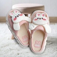 Pantuflas Sandalias Chancla de casa interiores de mujer diseño 3D oso y conejo - Rosa - Ver 5
