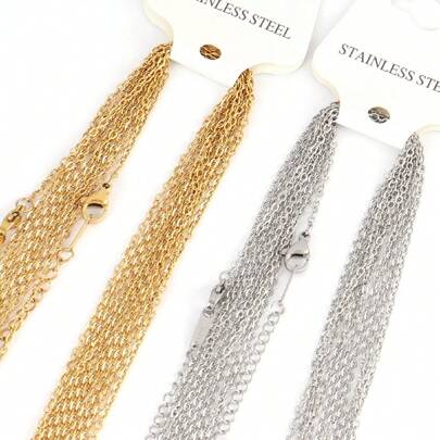 10pcs Stainless Steel Link Chains Necklaces  Cross Chains Accessories For DIY Jewelry Necklace Making Bulk Wholesale