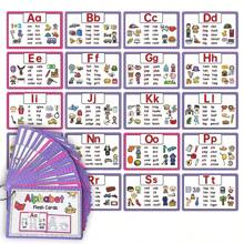 26 Letters Fonetiek Flashcards voor kinderen, vroegschoolse educatie, uitwisbare woordgeheugenkaarten. Kantoor, school, tekenen, student, stiften, schrijfwaren, jongens, meisjes, schoolbenodigdheden, terug naar school. - Veel kleurig - Bekijken 5