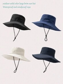 1 pièce Chapeau de seau imperméable et coupe-vent pour hommes, polyvalent et décontracté, convient pour l'escalade, le camping et la pêche. Chapeau de soleil pour hommes pour l'été, convient pour les activités de plein air estivales comme la randonnée et la pêche - couleur unie - Voir 9