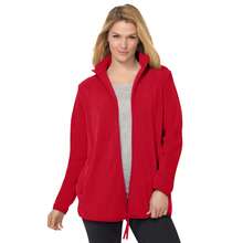 Woman Within Plus Size Zip-Front Microfleece Jacket - CLASSIC RED - View 1