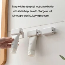 Hộp đựng kem đánh răng gắn tường từ tính có máy ép và chất kết dính không dấu vết chống thấm nước mạnh mẽ, pha chế thủ công cho những người lười biếng và rửa mặt - trắng - Xem 2