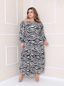 Plus Size Dresses - Black and White - View 4