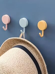 12pcs Random Color Self-Adhesive Hooks: Waterproof & Oil-Proof Wall Hangers Without Nails - Perfect For Hanging In Office, Bathroom & Kitchen! Storage