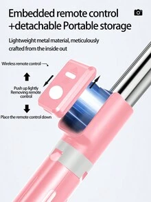 Selfie Stick Rosa B11S con trípode integrado multifuncional y luz de relleno para transmisiones en vivo - Rosa - Ver 6