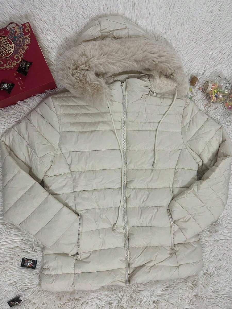 Women Winter Coats - 淺米色 - 查看 1